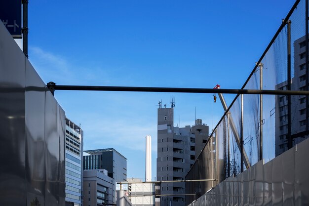 Tall chimney in urban area