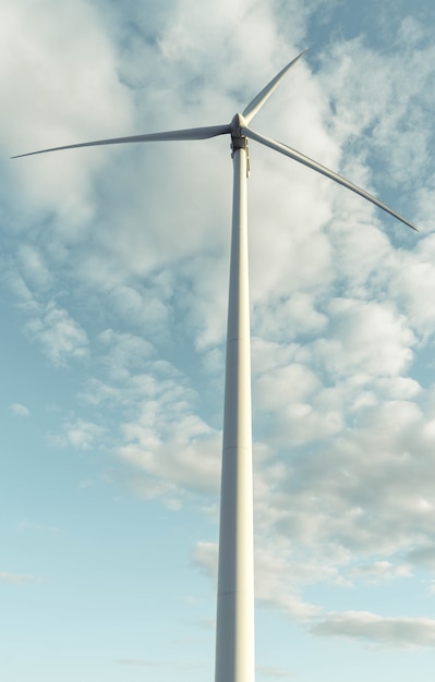 Free Photo tall wind turbine with cloudy sky