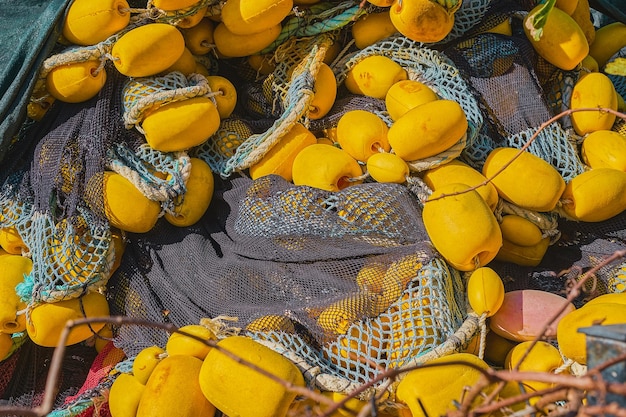 Free Photo tangled fishing nets dry after fishing closeup selective focus background for industrial fishing concept