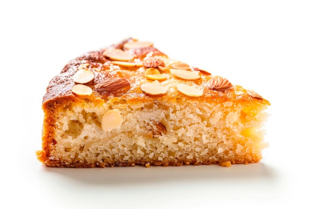 Free photo tarta de santiago traditional slice almond cake from santiago in spain isolated on white background