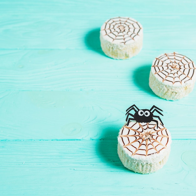 Tasty biscuits with decorating spider