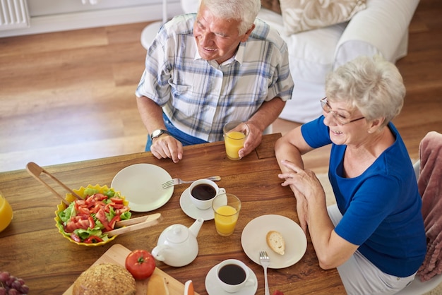 Tasty breakfast in companion of beloved
