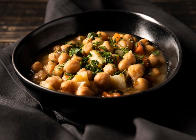 Tasty british bean stew in bowls