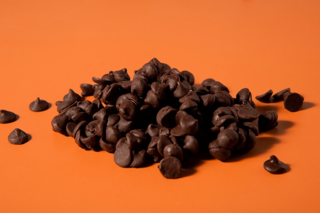 Free Photo tasty chocolate chips still life high angle