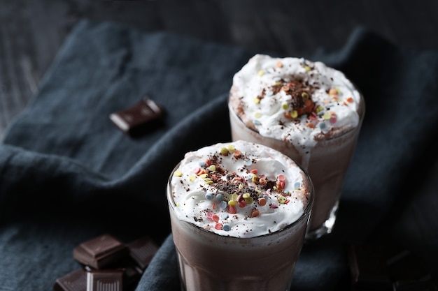 Free photo tasty chocolate milkshakes.