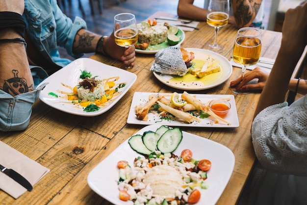 Tasty dishes on table