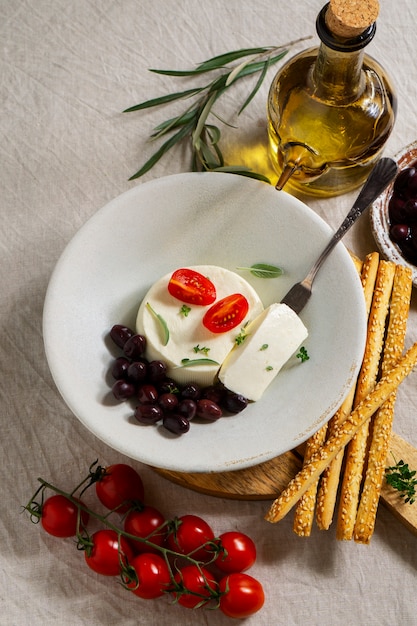 Free photo tasty fresh cheese still life