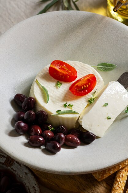 Tasty fresh cheese still life