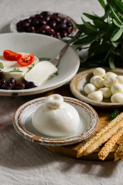 Tasty fresh cheese still life