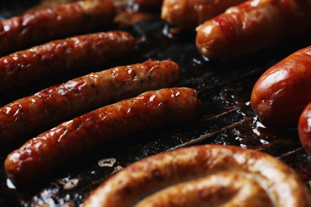 Tasty fried sausages. Traditional german food