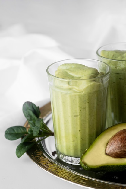 Tasty green smoothie with avocado