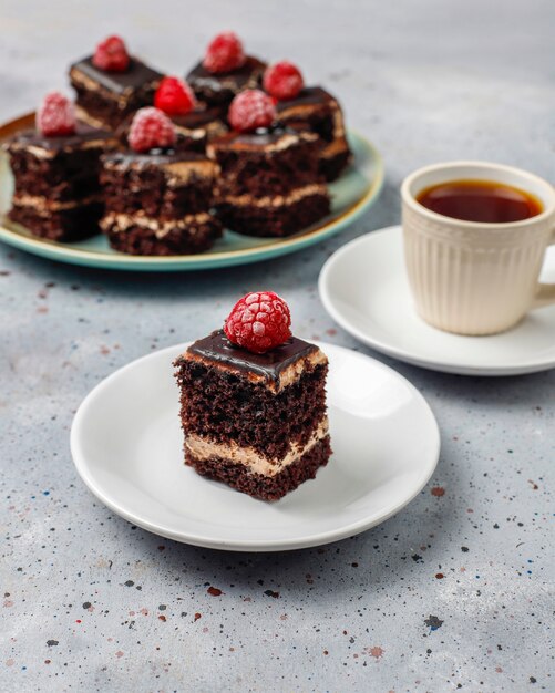 Tasty homemade mini chocolate cakes ,top view