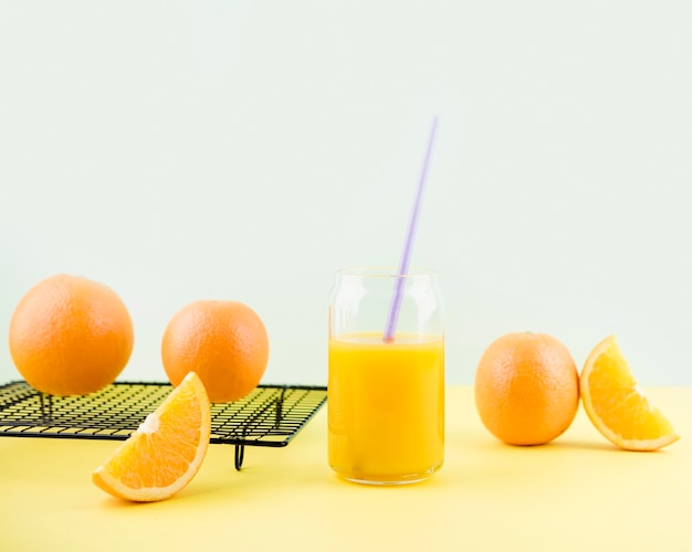 Free photo tasty homemade orange juice on the table