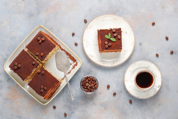 Tasty homemade tiramisu cake.