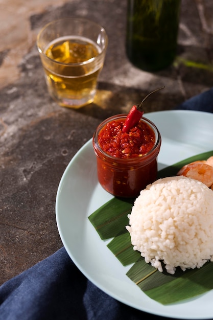 Free Photo tasty meal with sambal arrangement