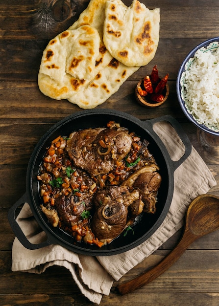 Free Photo tasty pakistani dish flat lay