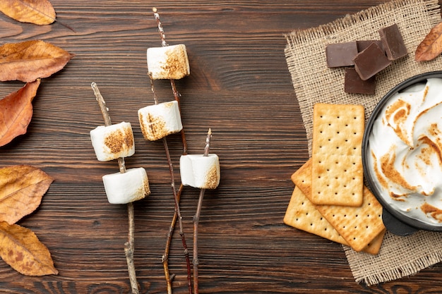 Tasty s'mores dessert composition