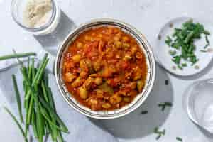 Free photo tasty stew goulash with vegetables served in bowl