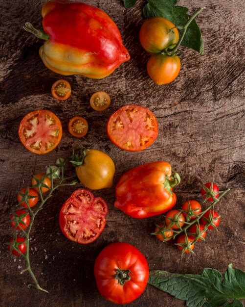 Tasty tomatoes and peppers arrangement