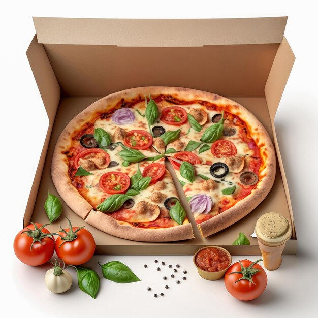 Free photo tasty top view sliced pizza italian traditional round pizza