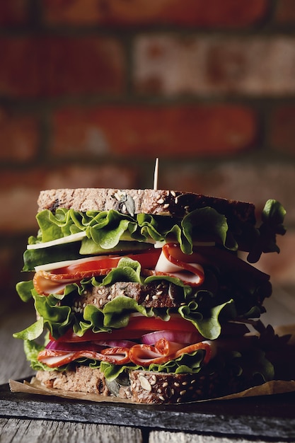 Free Photo tasty vegan sandwich over wooden table