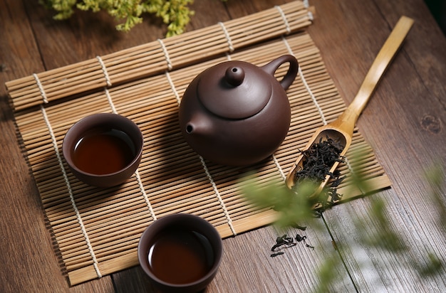 tea water brown background pottery