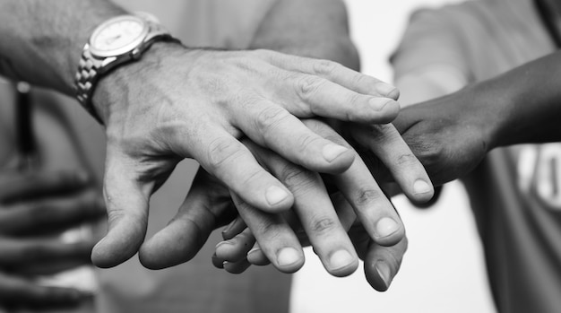 Free photo team of business people stacking hands