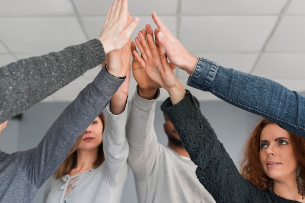 Free Photo teamwork concept with hands of group of people