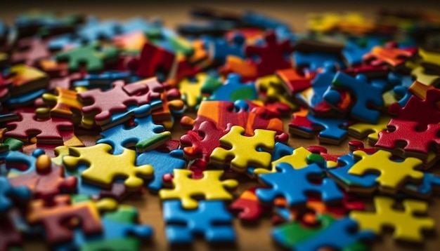 Free photo teamwork creates the solution to jigsaw puzzle generated by ai