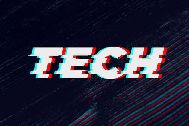 Free Photo tech glitch typography on black background