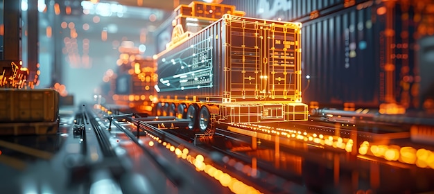 Free Photo technological and futuristic holograms for logistics means of transport