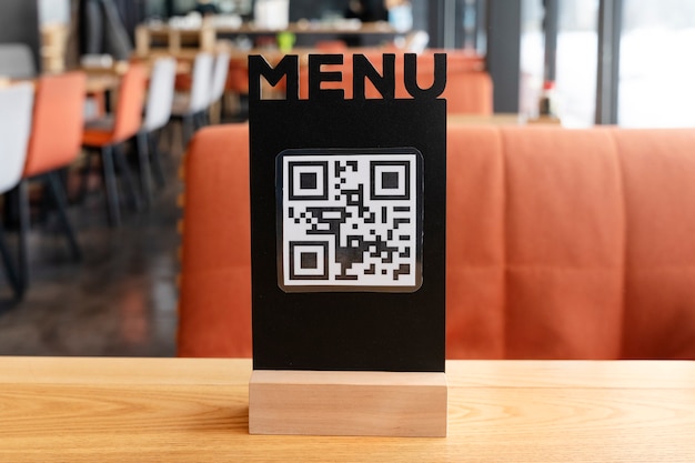 Technology concept wtih qr menu at restaurant