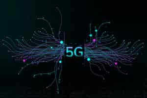 Free photo technology particle dots 5g digital corporate background