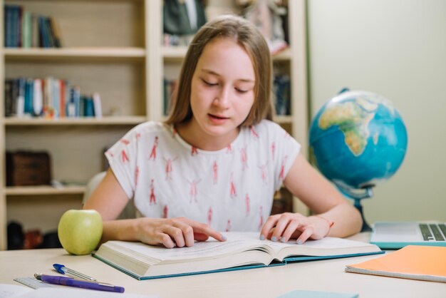 Teen girl reading