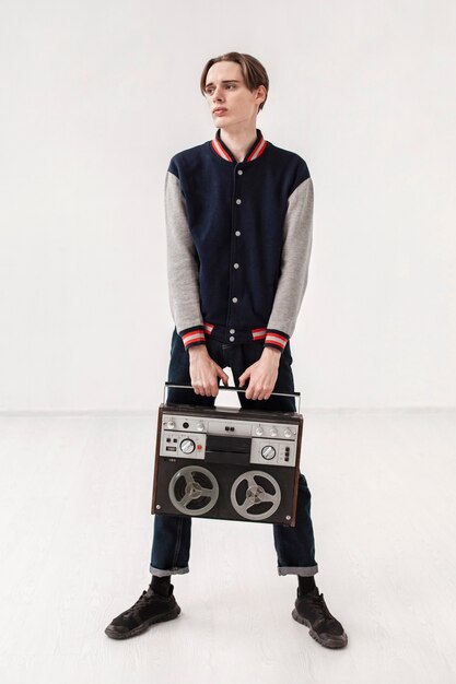 Teenage boy with cassette