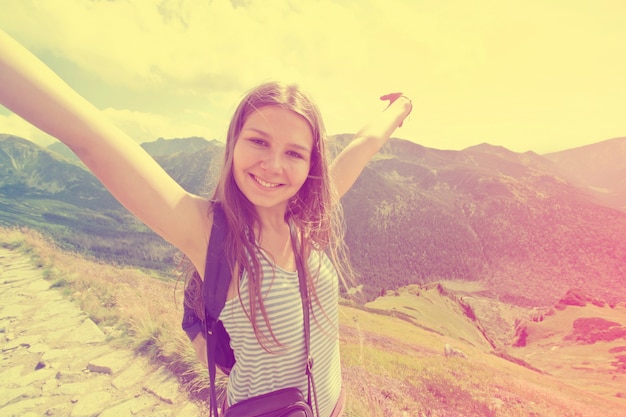 Free Photo teenage girl feel freedom.