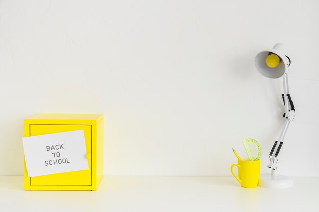 Teenage workplace in white and yellow color 