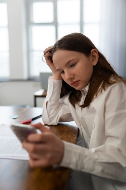 Teenager being cyberbullied