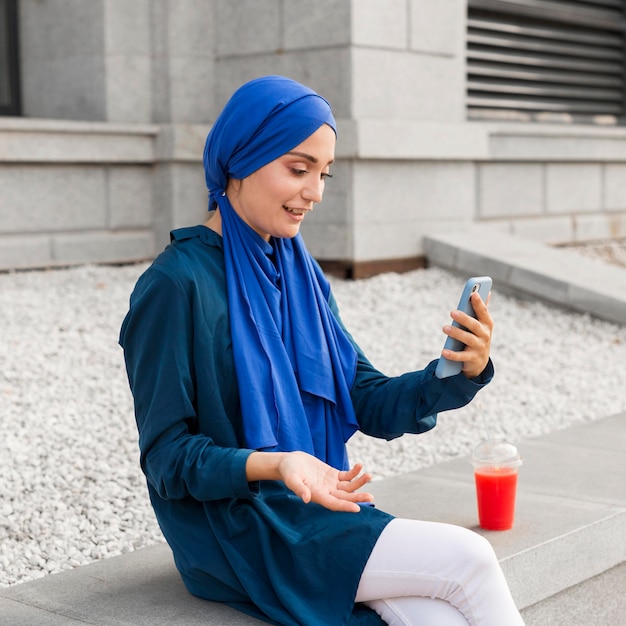 Teenager girl looking on her phone