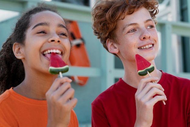 Teenagers spending time together in the summer