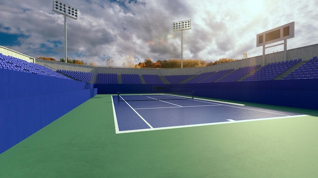 Tennis court Render 3d Illustration