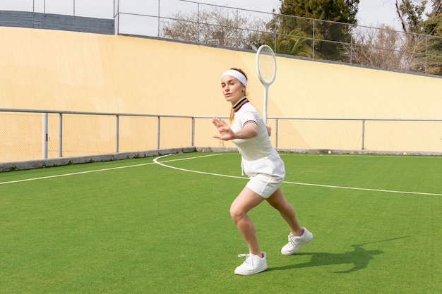 Tennis match with beautiful woman