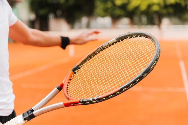 Tennis player holding a racket