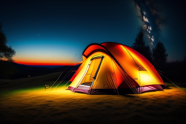 A tent with the word camping on it