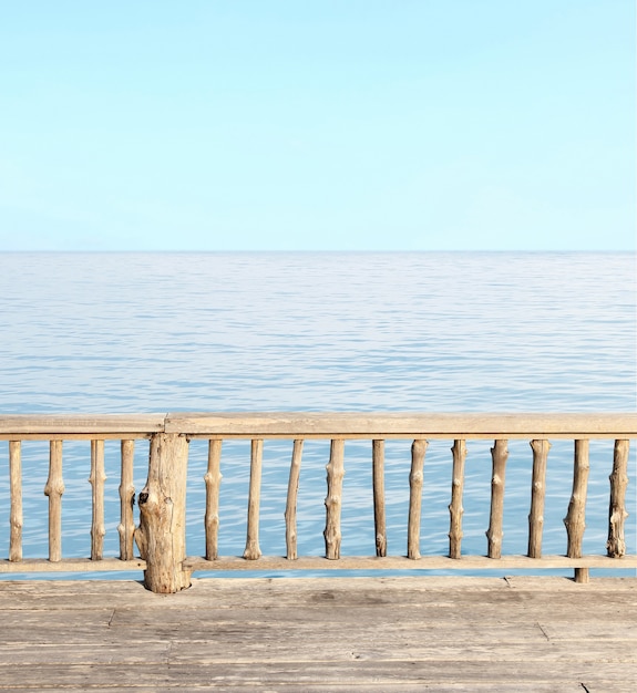 terrace view with blue sea and clear sky