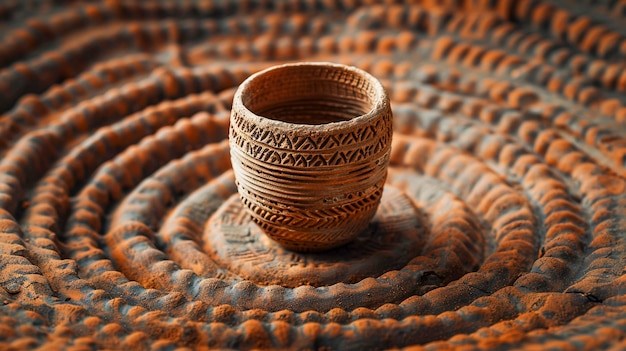 Free Photo terracotta vase with indigenous pattern