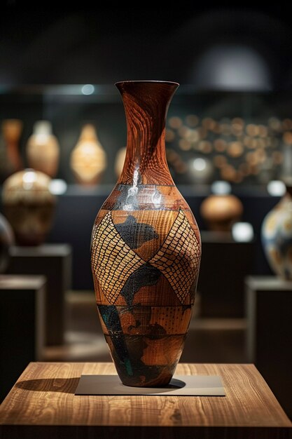 Terracotta vase with indigenous pattern