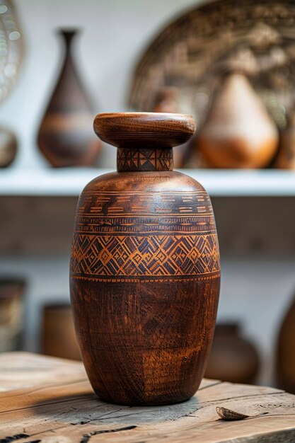 Terracotta vase with indigenous pattern