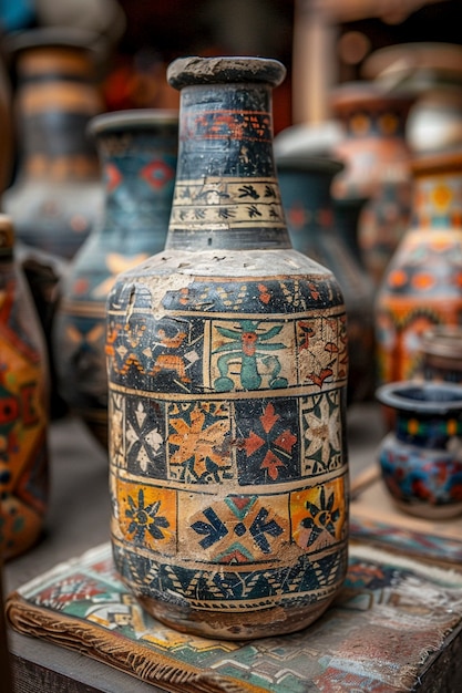 Terracotta vase with indigenous pattern