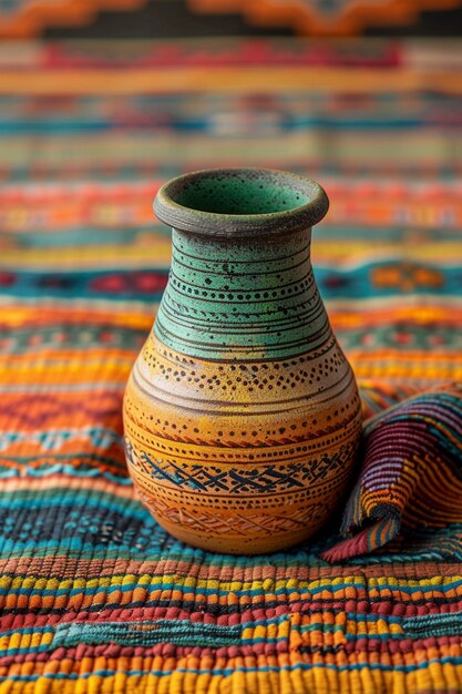 Terracotta vase with indigenous pattern